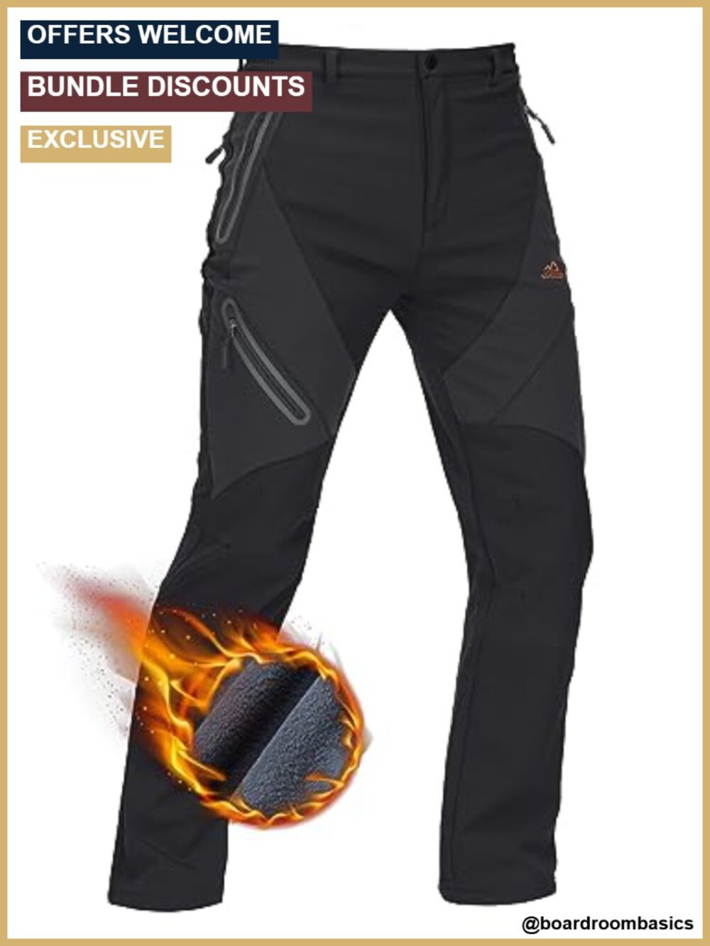 Men's Skiing Snow Pants Fleece Lined Waterproof Windproof Insulated 4 Zipper